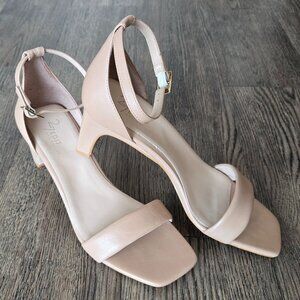 Naturalizer 27 Edit Taupe Iriss Ankle Strap Open Toe Heels Sandals 8.5 M